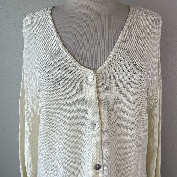 Coldwater Creek Rayon Cream Cardigan Sweater Size S EUC - Picture 2 of 6
